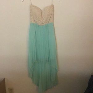 Trac hi-low strapless dress